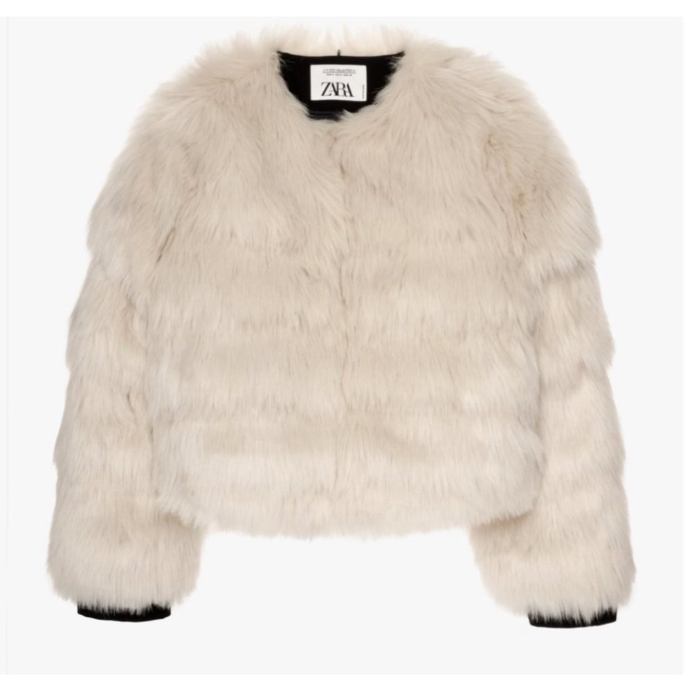 Zara Off-White/Cream Teddy Faux Fur Jacket - Picture 7 of 15